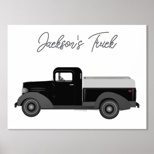 Vintage Truck Drawing Foil Text Print Poster