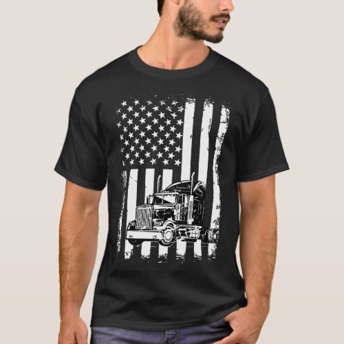 Vintage truck driver american flag T_Shirt