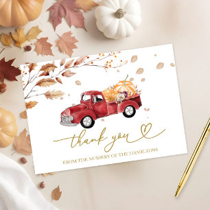 Vintage Truck Fall Baby Shower Thank You Invitation