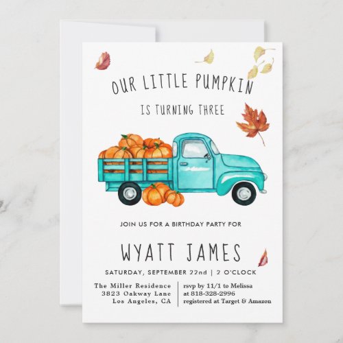 Vintage Truck  Fall Pumpkin Autumn Birthday