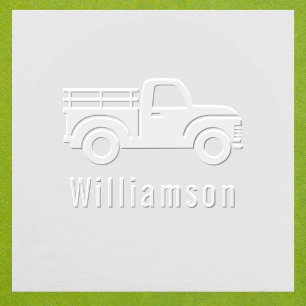 Vintage Truck Family Monogrammed Name Embosser