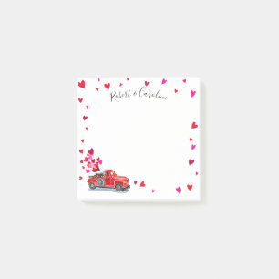 Vintage Truck Hearts Add Names 3x3 Post-it Notes