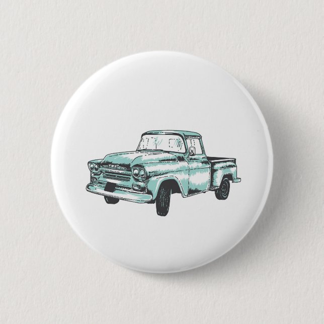 Vintage Truck Illustration Button (Front)