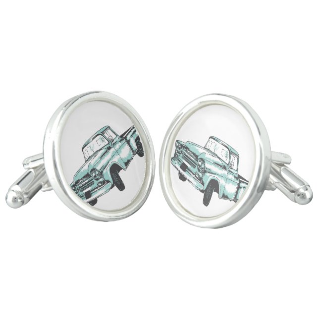 Vintage Truck Illustration Cufflinks (Angled)