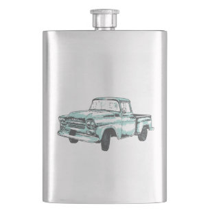 Vintage Truck Illustration Flask
