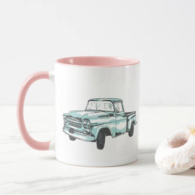 Vintage Truck Illustration Mug (With Donut)