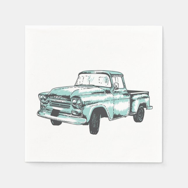 Vintage Truck Illustration Napkins (Front)