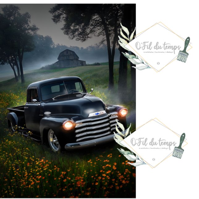 Vintage Truck in Meadows and Barn Découpage Paper (Creator Uploaded)