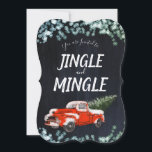 Vintage Truck Jingle Mingle Christmas Party Invitation<br><div class="desc">You are invited to Jingle and Mingle at our Christmas Party invitation with snow-covered vintage red truck hauling a Christmas tree and more snow flakes dancing around the invitation borders. Personalize all of your family Christmas party details on the back of the card. Created by ©Lesruba Designs.</div>