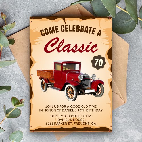 Vintage Truck Milestone Birthday Party Invitation