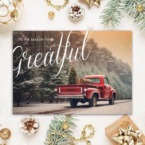 Vintage Truck Personalized Business Christmas Card
