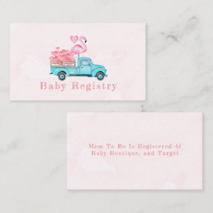 Vintage Truck Pink Flamingo Baby Shower Registry Business Card