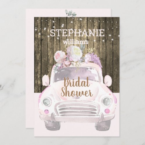 Vintage Truck Pink Floral Bridal Shower  Invitation
