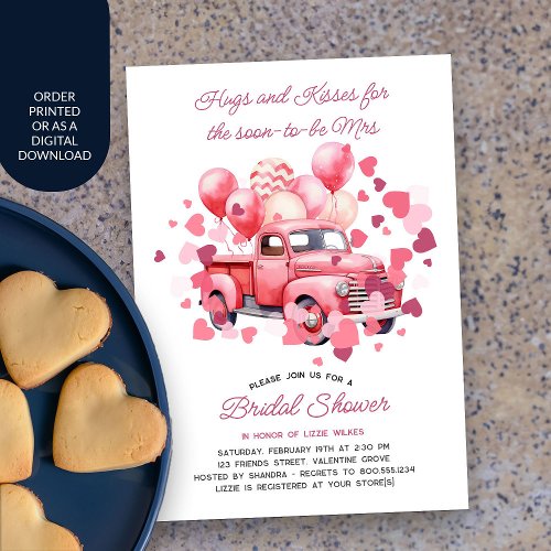 Vintage Truck Pink Valentine Bridal Shower Invitation