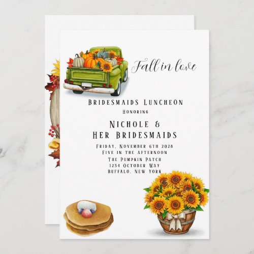 Vintage Truck Pumpkin Pancake Bridesmaids Luncheon Invitation