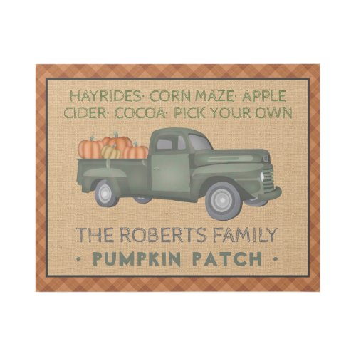 Vintage Truck Pumpkin Patch Farm Rustic Fall Plaid Gallery Wrap