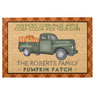 Vintage Truck Pumpkin Patch Farm Rustic Fall Plaid Metal Print