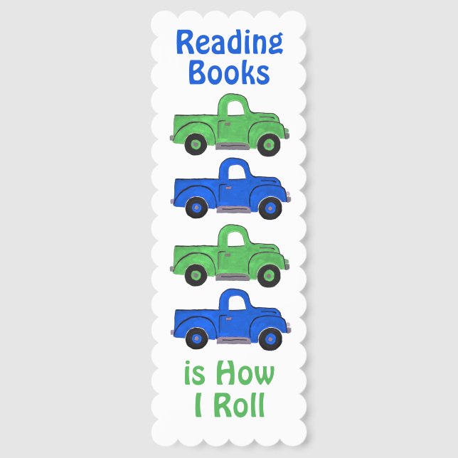 Vintage Truck Reading Books How I Roll Bookmarks (Front)