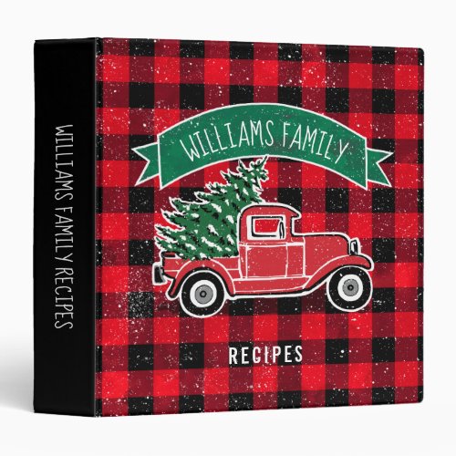 Vintage Truck Red Buffalo Check Family Recipe 3 Ring Binder