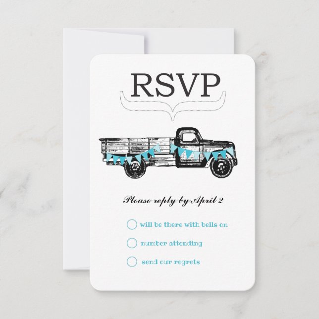 Vintage Truck RSVP Getting Hitched Retro RSVP (Front)