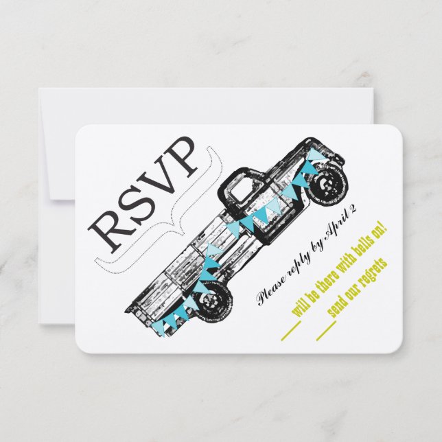 Vintage Truck RSVP Getting Hitched Retro RSVP (Front)