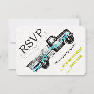 Vintage Truck RSVP Getting Hitched Retro RSVP Card