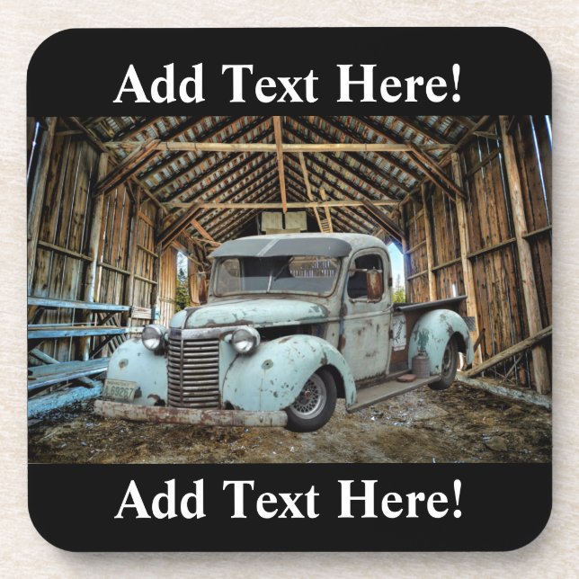 Vintage Truck Rustic Barn Beverage Coaster (Front)