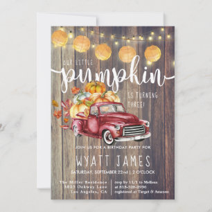 Vintage Truck Rustic Barnwood Autumn Birthday