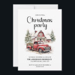 Vintage Truck Rustic Cabin Christmas Party  Invitation<br><div class="desc">Christmas party invitation with the painting of an old red vintage truck sitting in front of a snow-covered cabin.  Personalize with your party information. Contact me for assistance with your customizations or to request additional matching or coordinating Zazzle products for your party.</div>
