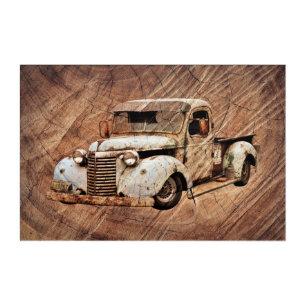 Vintage Truck Rustic Wood Acrylic Print