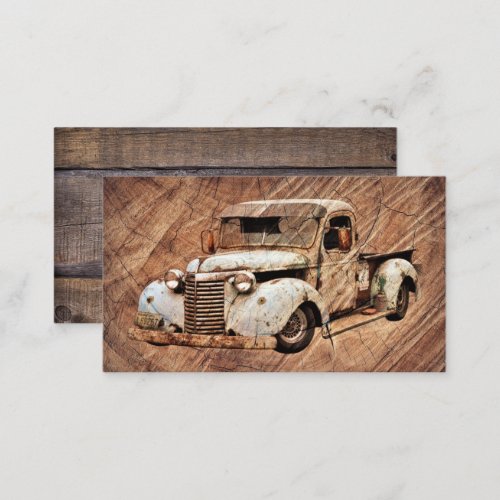 Vintage Truck Rustic Wood Business Card