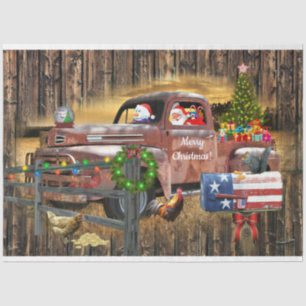 Vintage Truck Santa Snowman Toys Christmas Tree Tissue Paper