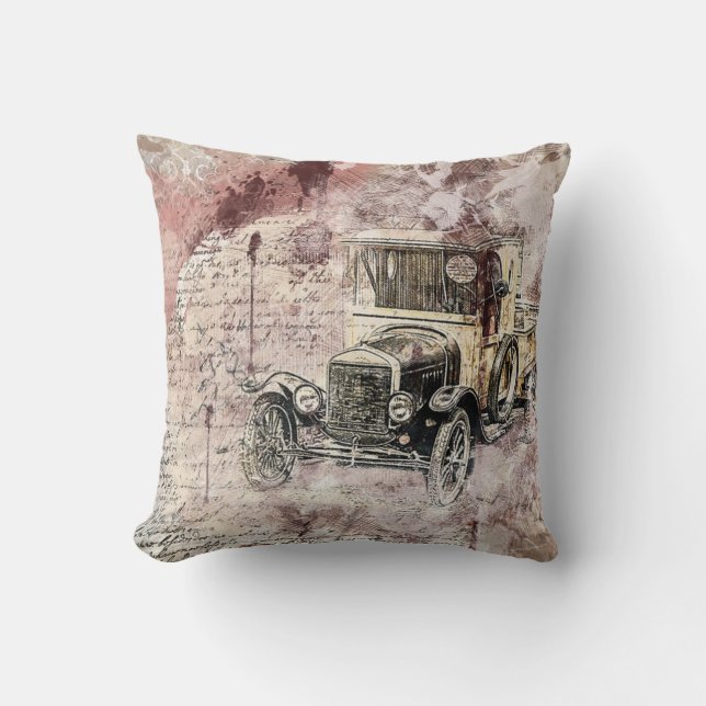Vintage Truck Throw Pillow (Front)