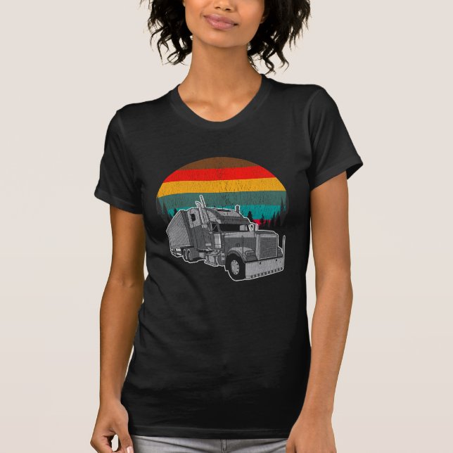Vintage Truck Trailer Trucker Retro Sunset T-Shirt (Front)