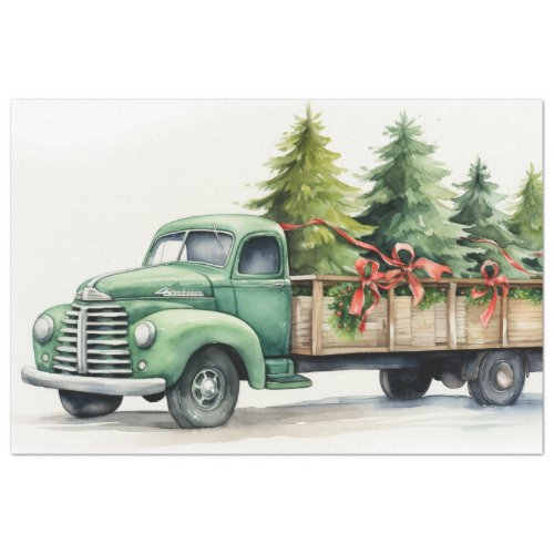 Vintage Truck Treasures Christmas Tree Farm Tissue Paper