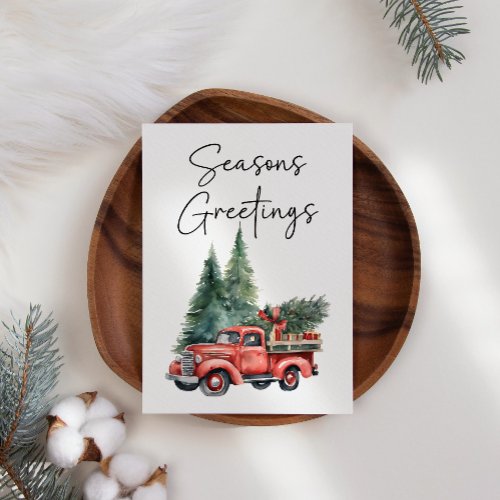 Vintage Truck Tree Business Christmas Holiday Card