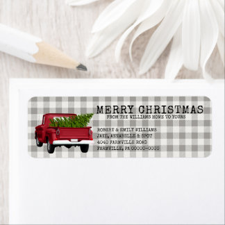 VINTAGE TRUCK TREE CHRISTMAS FARM NAME RETURN LABEL
