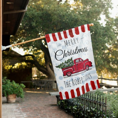 Vintage Truck Weatherproof Personalized House Flag