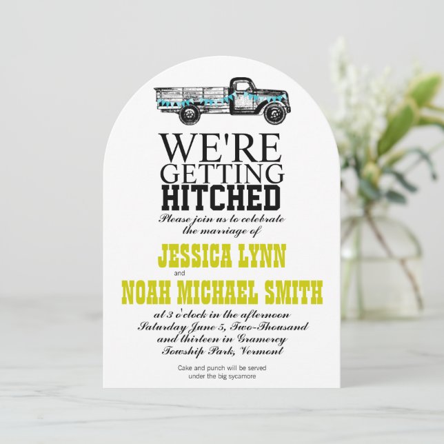 Vintage Truck Wedding Invitation (Standing Front)