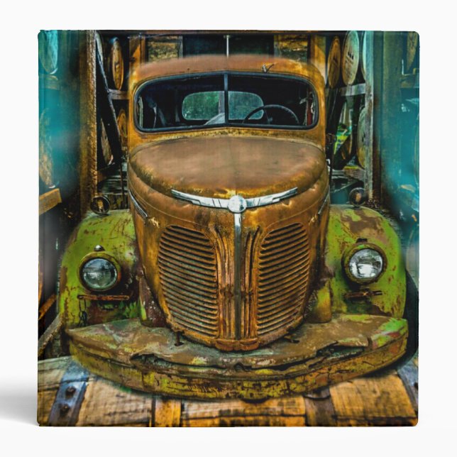 Vintage Truck Whiskey Barrels 3 Ring Binder (Front)