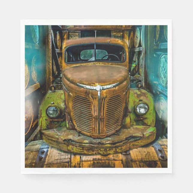 Vintage Truck Whiskey Barrels Napkins (Front)