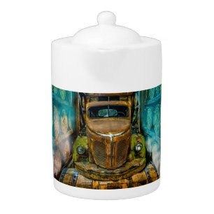 Vintage Truck Whiskey Barrels Teapot
