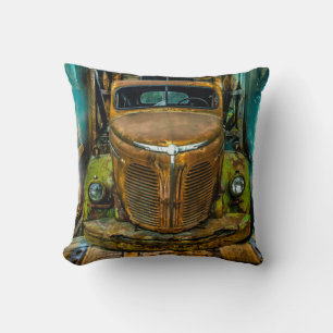 Vintage Truck Whiskey Barrels Throw Pillow