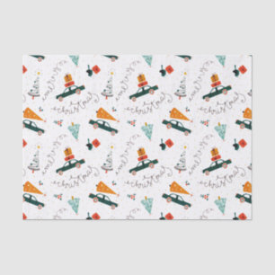 Vintage Truck Winter Green Pine Trees Christmas Tissue Paper