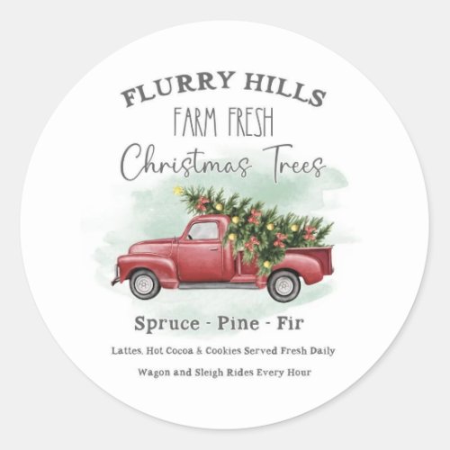 Vintage Truck With Christmas Tree Farm Fresh Classic Round Sticker