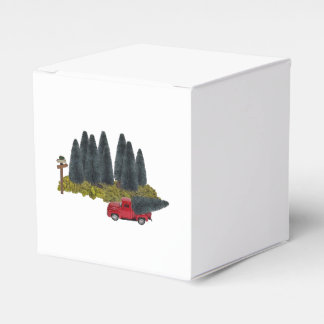Vintage Truck with Christmas Tree Favor Boxes