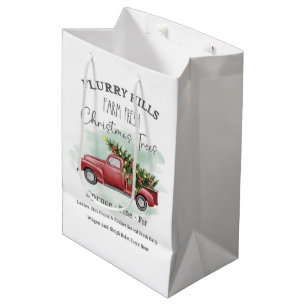 Vintage Truck With Christmas Tree Fresh Farm Medium Gift Bag