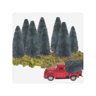 Vintage Truck with Christmas Tree Metal Print