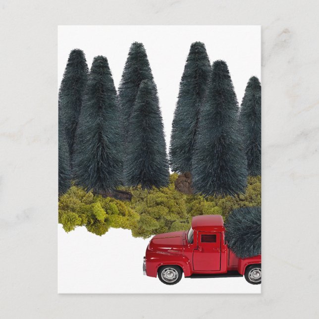 Vintage Truck with Christmas Tree Postcard (Front)