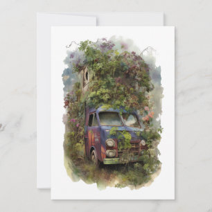 Vintage Truck with Flowers Invitation